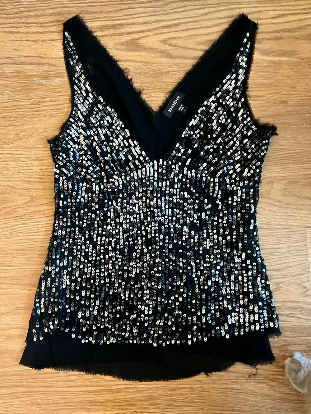 Vintage Bebe Sequin Silk Top